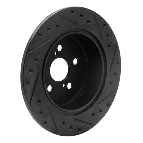 R1 90-93 Toyota Celica Rear Left Drilled & Slotted Black Brake Rotor