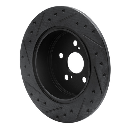 R1 90-93 Toyota Celica Rear Right Drilled & Slotted Black Brake Rotor