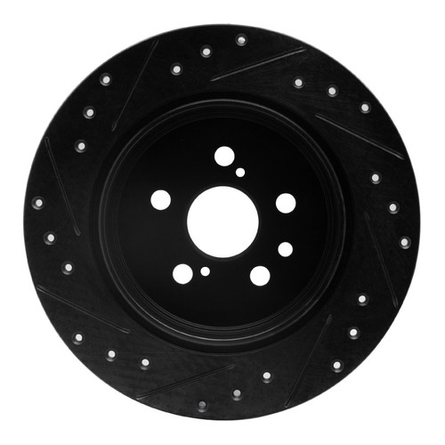 R1 90-93 Toyota Celica Rear Right Drilled & Slotted Black Brake Rotor