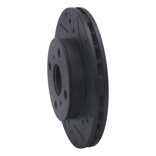 R1 90-91 Toyota Celica Front Right Drilled & Slotted Black Brake Rotor