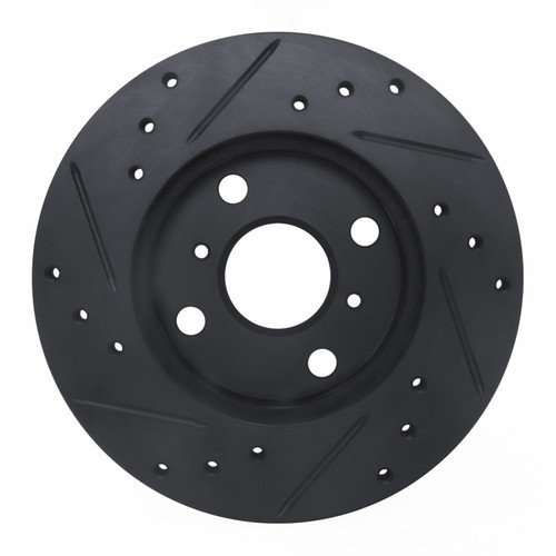 R1 90-91 Toyota Celica Front Right Drilled & Slotted Black Brake Rotor