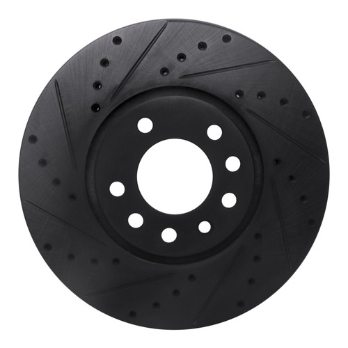 R1 03-11 Cadillac BLS (Mexico) Front Left Drilled & Slotted Black Brake Rotor ECB-65016L