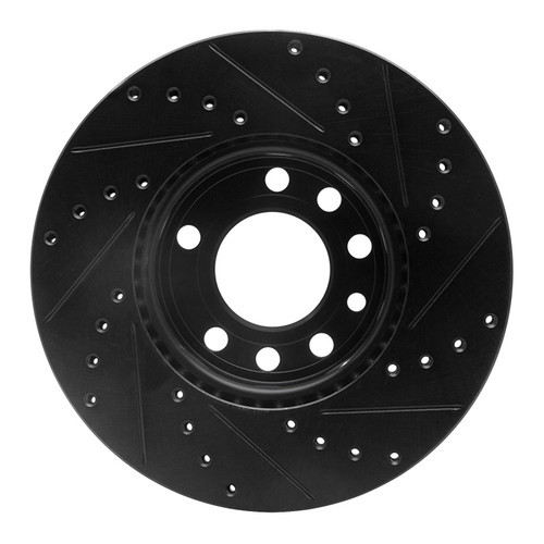 R1 03-11 Cadillac BLS (Mexico) Front Left Drilled & Slotted Black Brake Rotor ECB-65015L