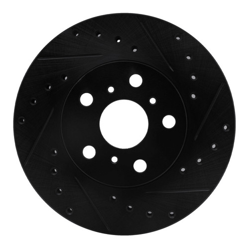 R1 88-93 Toyota Celica Front Right Drilled & Slotted Black Brake Rotor