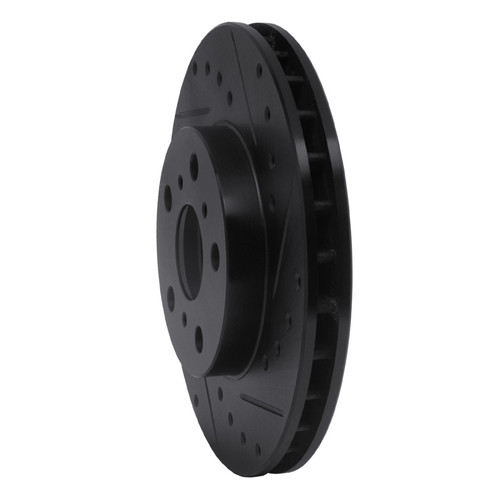 R1 88-93 Toyota Celica Front Right Drilled & Slotted Black Brake Rotor