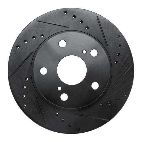 R1 89-92 Toyota Cressida Front Right Drilled & Slotted Black Brake Rotor