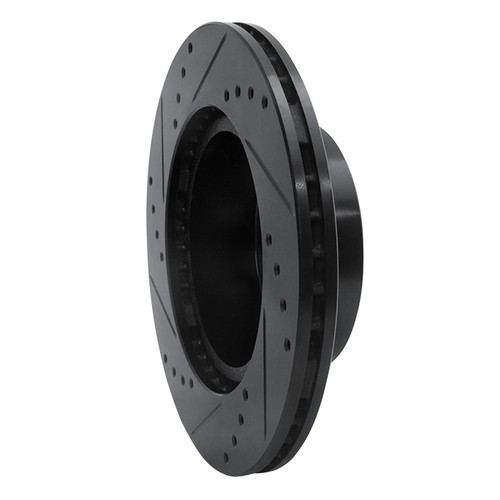 R1 89-92 Toyota Cressida Front Right Drilled & Slotted Black Brake Rotor