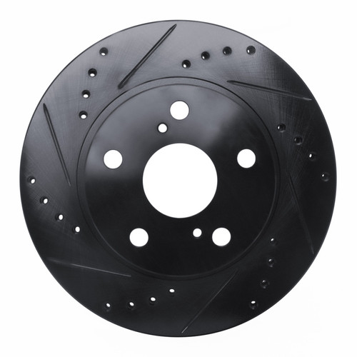 R1 89-92 Toyota Cressida Front Left Drilled & Slotted Black Brake Rotor