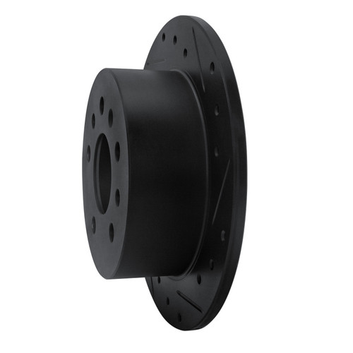 R1 94-96 Saab 900 Rear Right Drilled & Slotted Black Brake Rotor