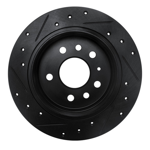 R1 94-96 Saab 900 Rear Right Drilled & Slotted Black Brake Rotor