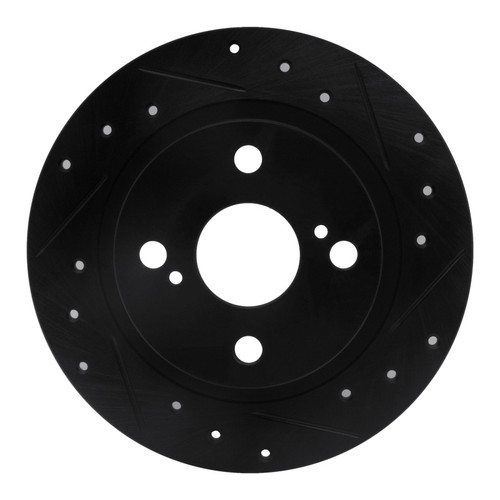R1 87-92 Chevrolet Nova Rear Right Drilled & Slotted Black Brake Rotor