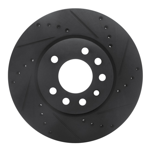 R1 94-96 Saab 900 Front Right Drilled & Slotted Black Brake Rotor