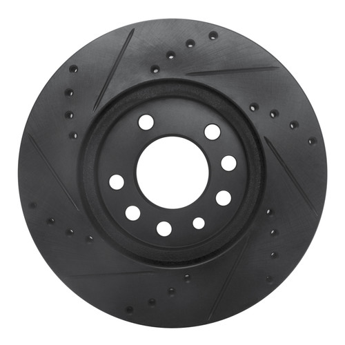 R1 94-96 Saab 900 Front Right Drilled & Slotted Black Brake Rotor