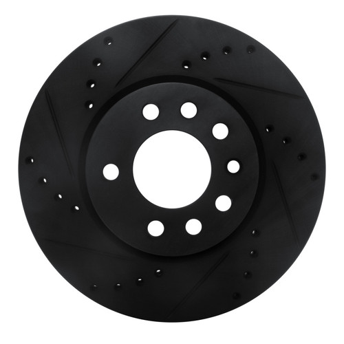 R1 94-96 Saab 900 Front Left Drilled & Slotted Black Brake Rotor