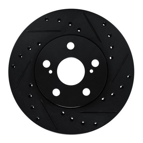 R1 87-87 Toyota Camry Front Right Drilled & Slotted Black Brake Rotor