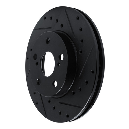 R1 87-87 Toyota Camry Front Right Drilled & Slotted Black Brake Rotor