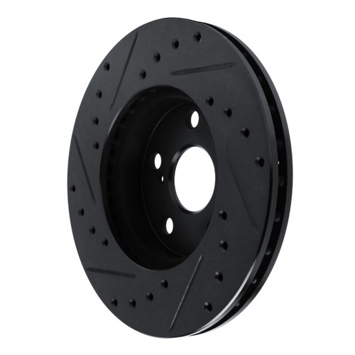 R1 87-87 Toyota Camry Front Right Drilled & Slotted Black Brake Rotor