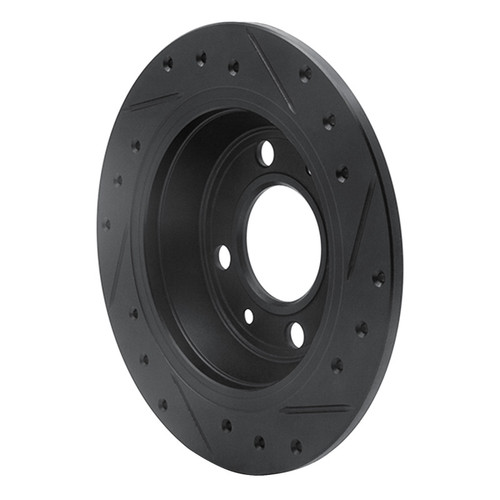 R1 86-98 Saab 9000 Rear Left Drilled & Slotted Black Brake Rotor