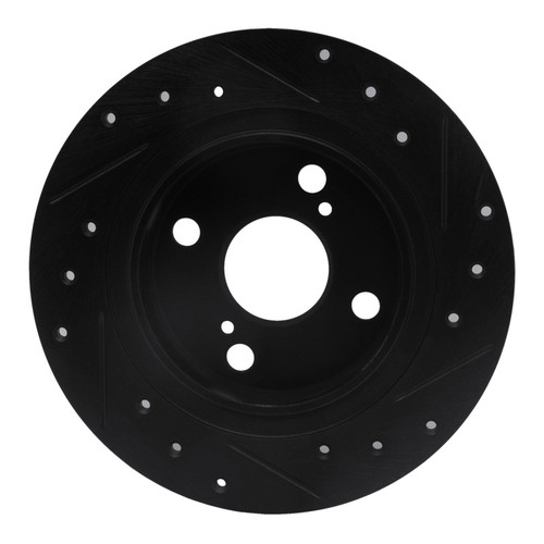 R1 87-92 Chevrolet Nova Rear Left Drilled & Slotted Black Brake Rotor