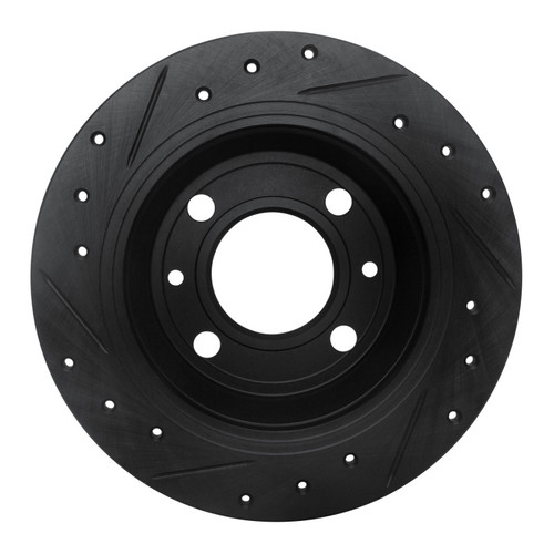 R1 86-98 Saab 9000 Rear Right Drilled & Slotted Black Brake Rotor