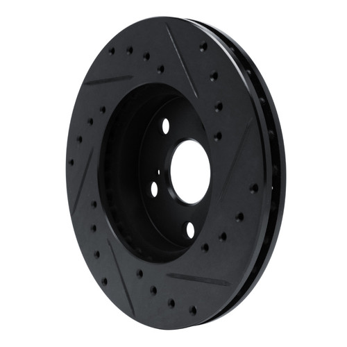 R1 87-87 Toyota Camry Front Left Drilled & Slotted Black Brake Rotor