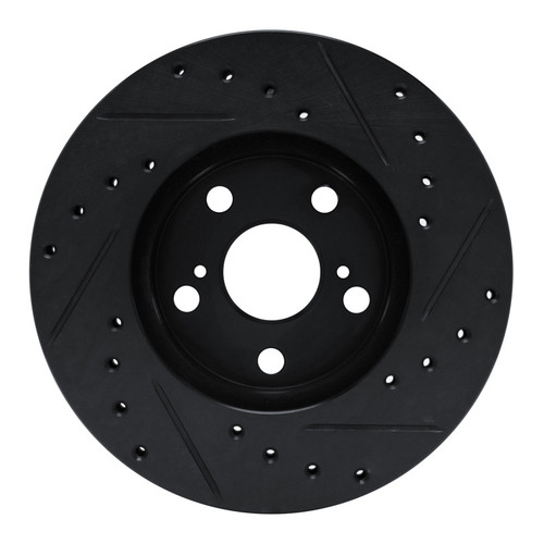 R1 87-87 Toyota Camry Front Left Drilled & Slotted Black Brake Rotor