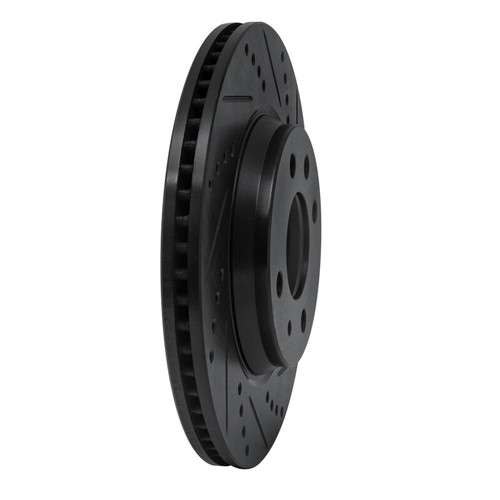 R1 86-86 Saab 9000 Front Right Drilled & Slotted Black Brake Rotor