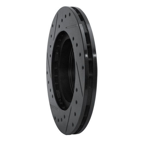 R1 86-89 Toyota Celica Front Right Drilled & Slotted Black Brake Rotor