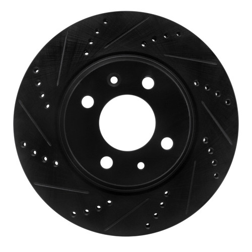 R1 86-86 Saab 9000 Front Left Drilled & Slotted Black Brake Rotor