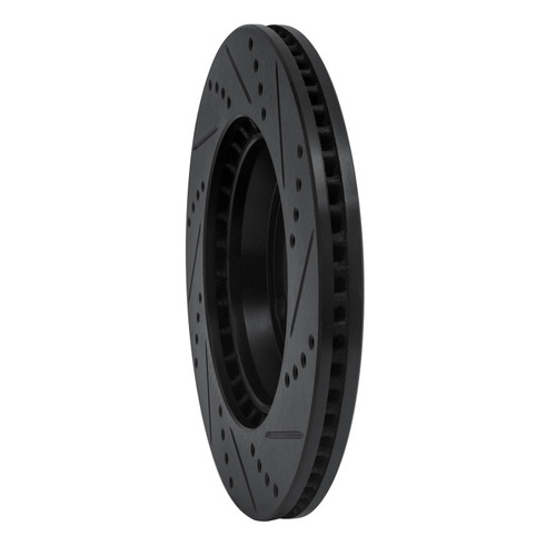 R1 86-86 Saab 9000 Front Left Drilled & Slotted Black Brake Rotor