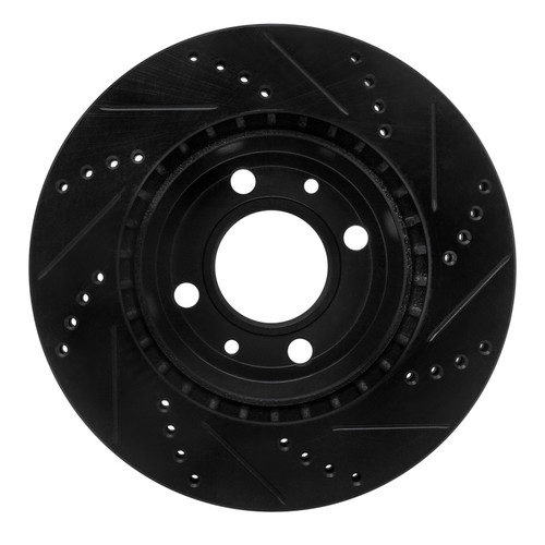 R1 86-86 Saab 9000 Front Left Drilled & Slotted Black Brake Rotor