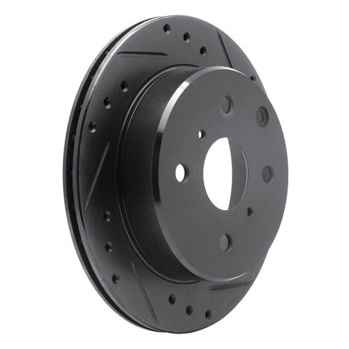 R1 84-88 Toyota Cressida Rear Right Drilled & Slotted Black Brake Rotor