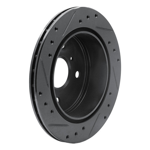 R1 84-88 Toyota Cressida Rear Right Drilled & Slotted Black Brake Rotor