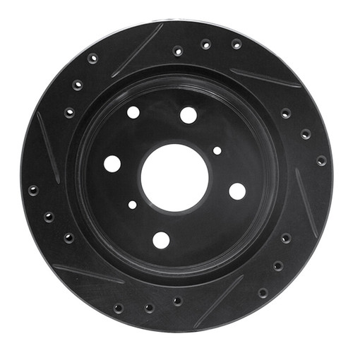 R1 84-88 Toyota Cressida Rear Right Drilled & Slotted Black Brake Rotor