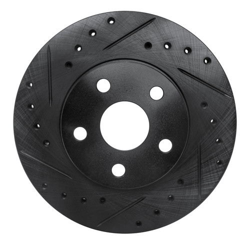 R1 86-89 Toyota Celica Front Left Drilled & Slotted Black Brake Rotor