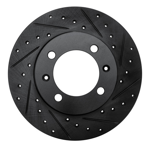 R1 81-87 Saab 900 Front Right Drilled & Slotted Black Brake Rotor