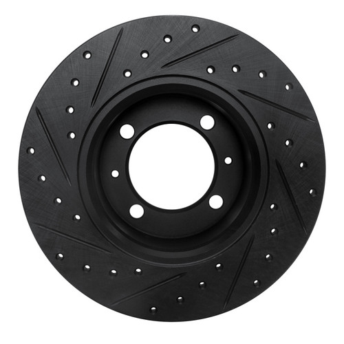 R1 81-87 Saab 900 Front Right Drilled & Slotted Black Brake Rotor