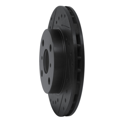 R1 86-89 Toyota Celica Front Right Drilled & Slotted Black Brake Rotor ECB-76026R