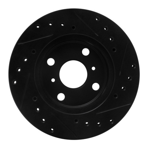 R1 86-89 Toyota Celica Front Right Drilled & Slotted Black Brake Rotor ECB-76026R