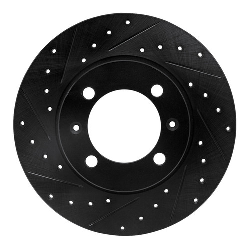 R1 81-87 Saab 900 Front Left Drilled & Slotted Black Brake Rotor