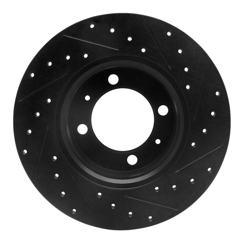 R1 81-87 Saab 900 Front Left Drilled & Slotted Black Brake Rotor