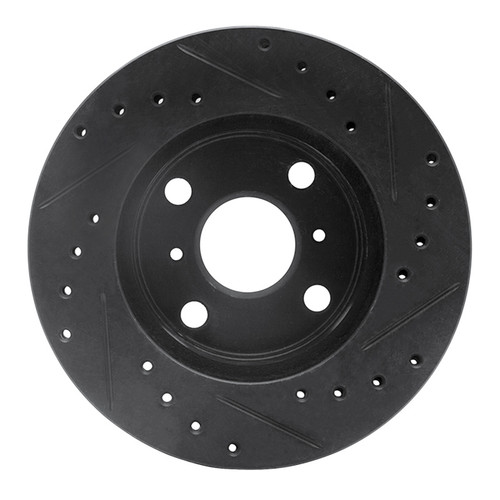 R1 86-89 Toyota Celica Front Left Drilled & Slotted Black Brake Rotor ECB-76026L