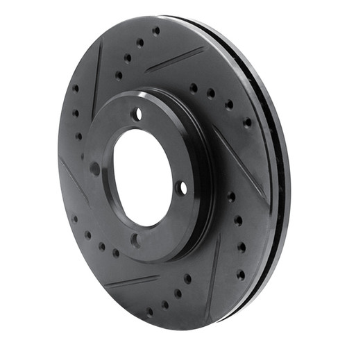 R1 84-87 Toyota Cressida Front Left Drilled & Slotted Black Brake Rotor