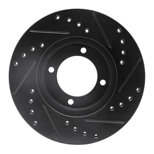 R1 84-87 Toyota Cressida Front Left Drilled & Slotted Black Brake Rotor