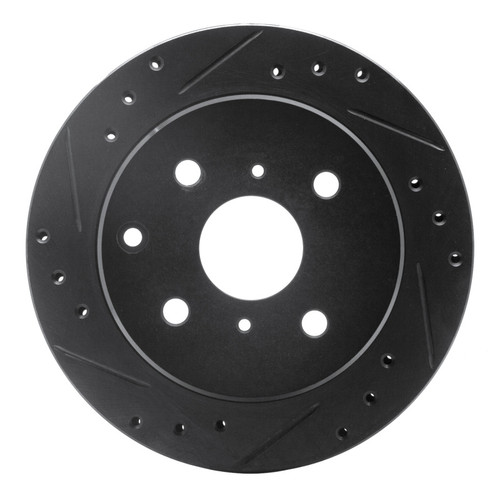 R1 84-88 Toyota Cressida Rear Left Drilled & Slotted Black Brake Rotor