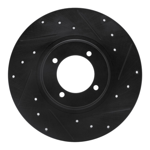 R1 62-80 MG MGB Front Right Drilled & Slotted Black Brake Rotor