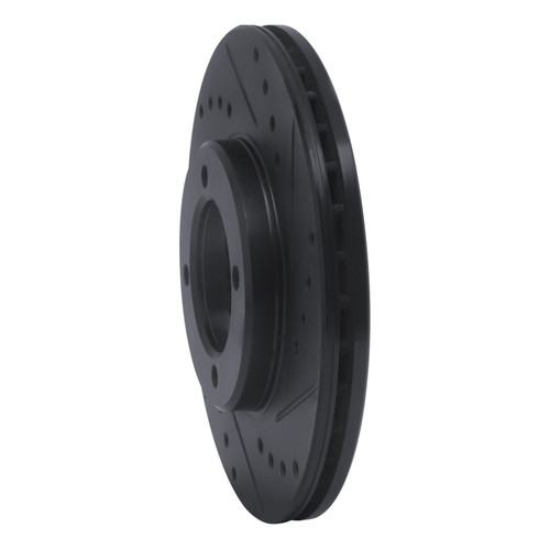 R1 84-87 Toyota Cressida Front Right Drilled & Slotted Black Brake Rotor