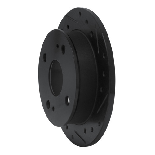 R1 85-87 Toyota Corolla (US/Canada) Rear Right Drilled & Slotted Black Brake Rotor