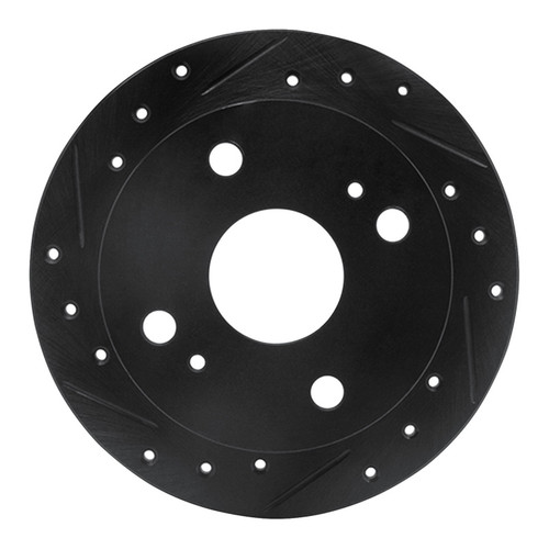 R1 85-87 Toyota Corolla (US/Canada) Rear Left Drilled & Slotted Black Brake Rotor