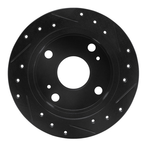 R1 85-87 Toyota Corolla (US/Canada) Rear Left Drilled & Slotted Black Brake Rotor